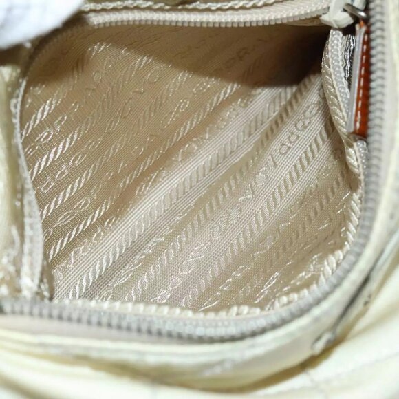 PRADA Shoulder Bag Nylon Enamel Beige Brown Auth - Picture 12 of 16